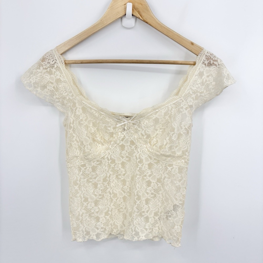 Y2K Lace Babydoll Top Small Romantic Fairy Coquette Ren Fair Cottage Boho Crop
